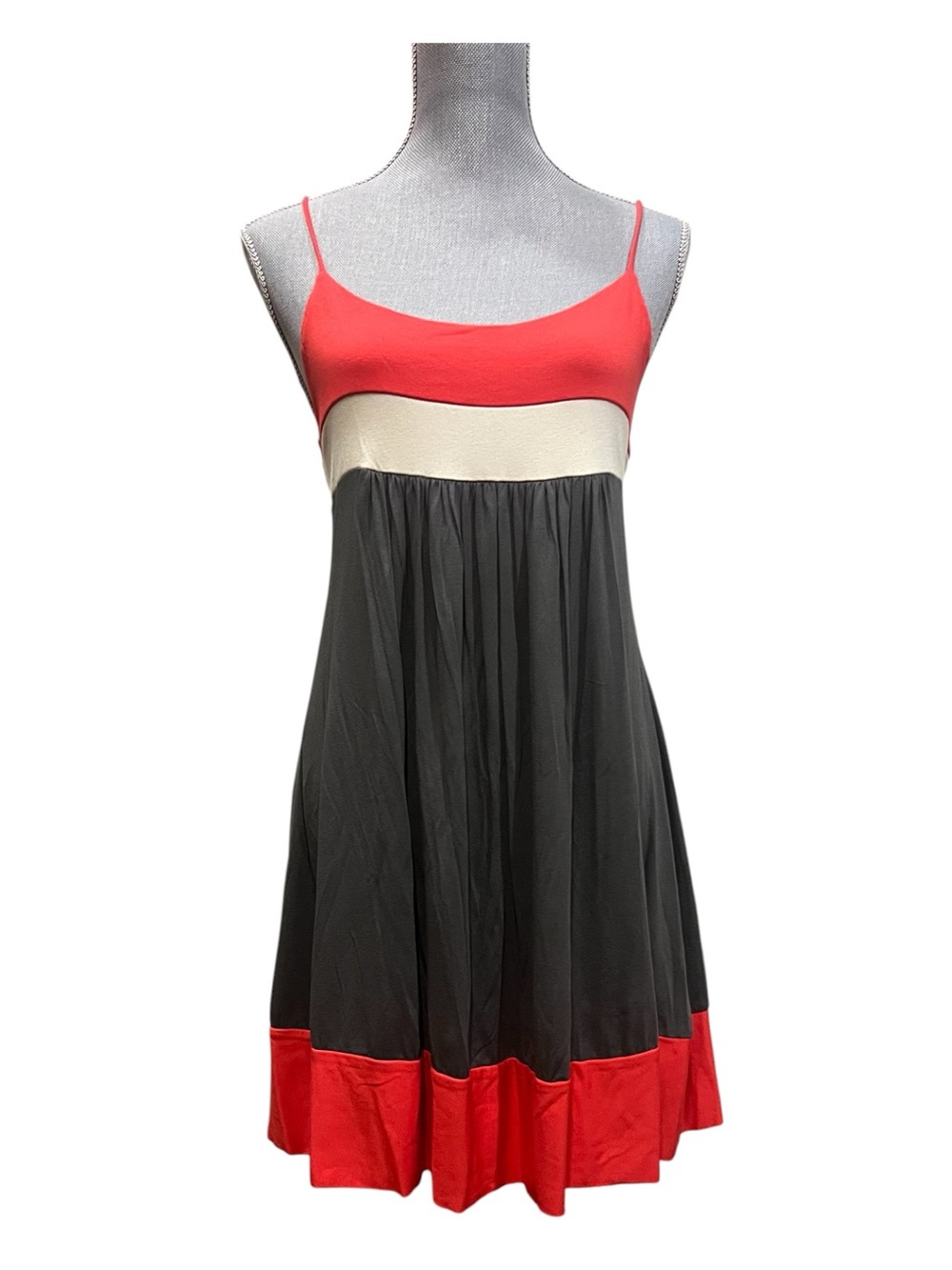 Forever 21 Red, Cream & Charcoal Colorblock Mini Dress
